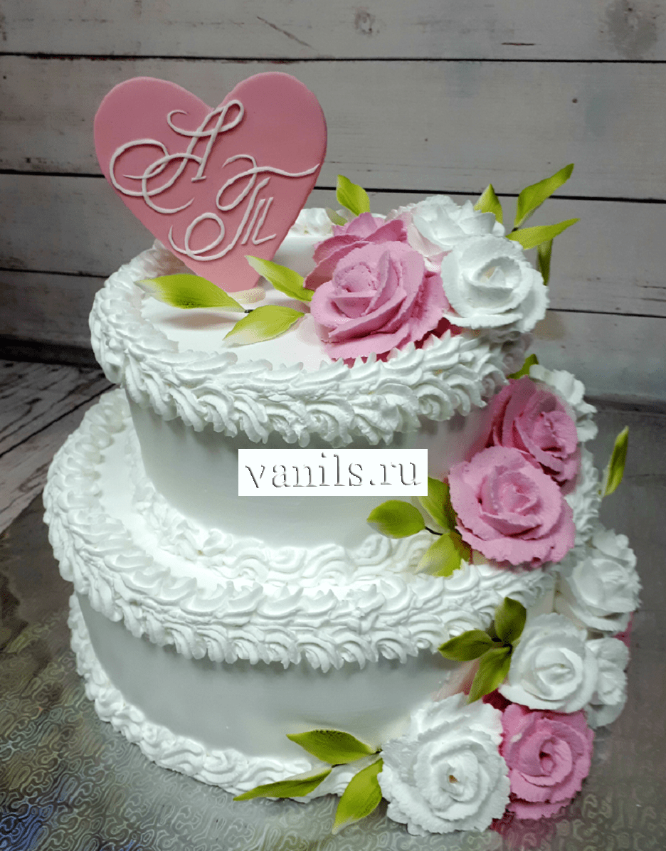 Свадебный торт в розовых тонах