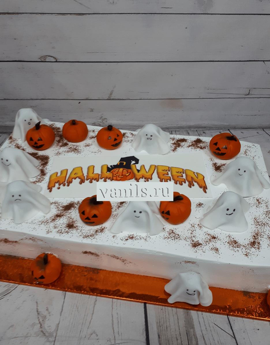 Торт с Тыквами и привидениями на Хэллоуин