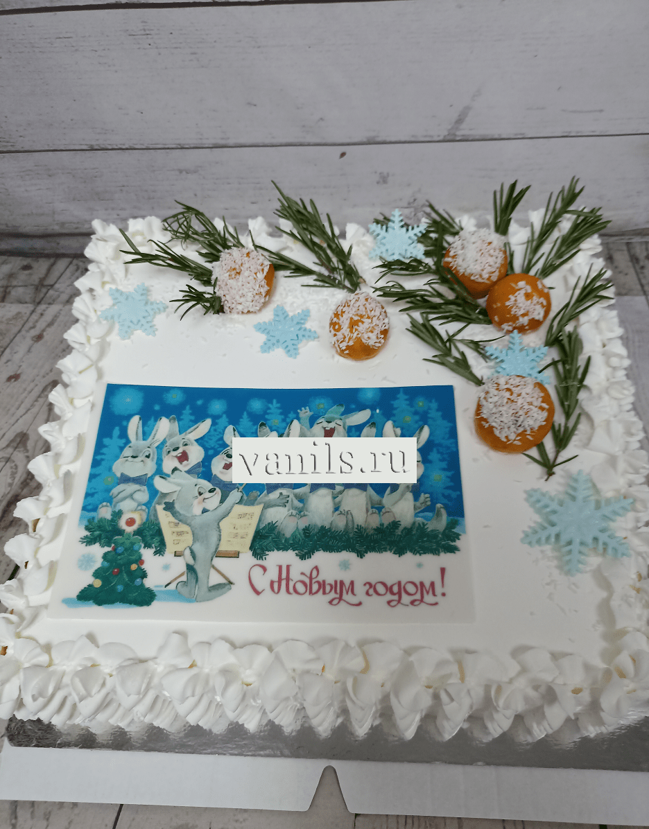 торт новогодний хор зайчиков