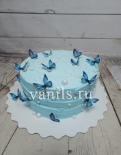 торт с голубыми бабочками