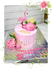 Торт розовый Фламинго.