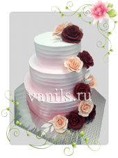 Свадебный торт без мастики с сахарными розами