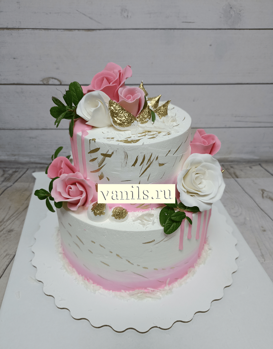 торт розовая нежность