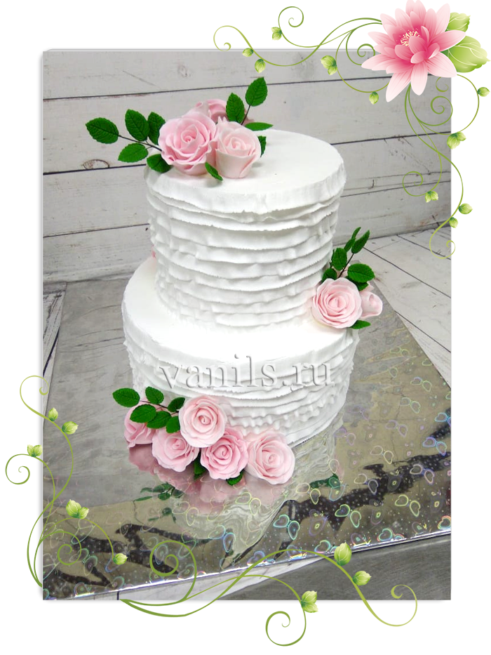 Двухъярусный свадебный торт с цветами