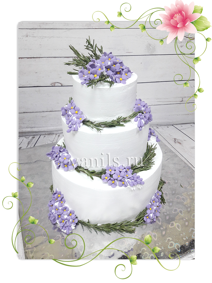 Свадебный торт без мастики с цветами