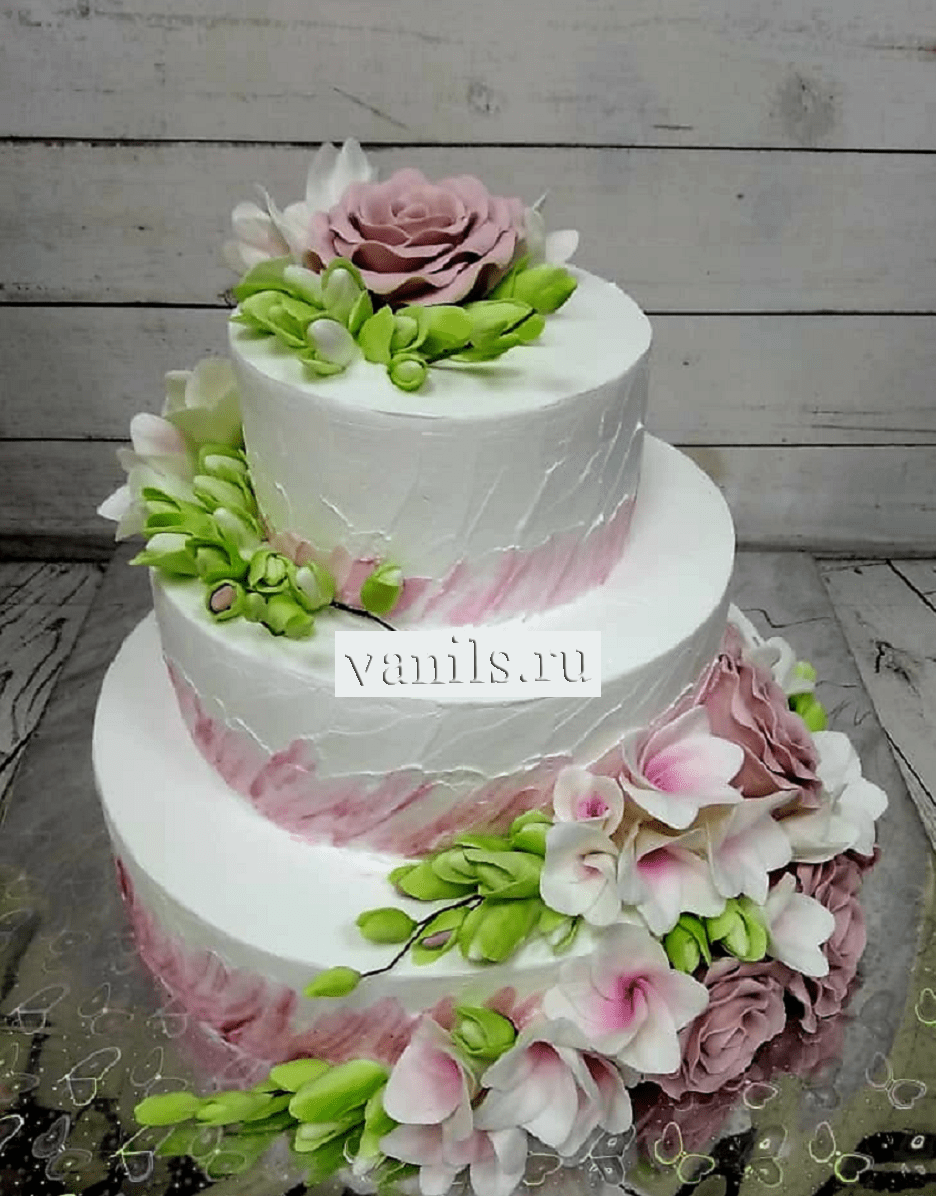 Свадебный торт пыльная роза