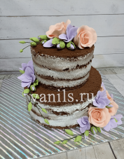 открытый торт с цветами
